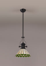 UKL0427 Uklun 30cm Non-Electric Shade in a Green/Cream/Black/Clear Finish and Clear Crystal