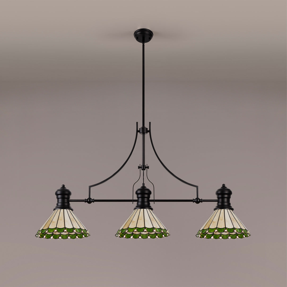 UKL0427 Uklun 30cm Non-Electric Shade in a Green/Cream/Black/Clear Finish and Clear Crystal