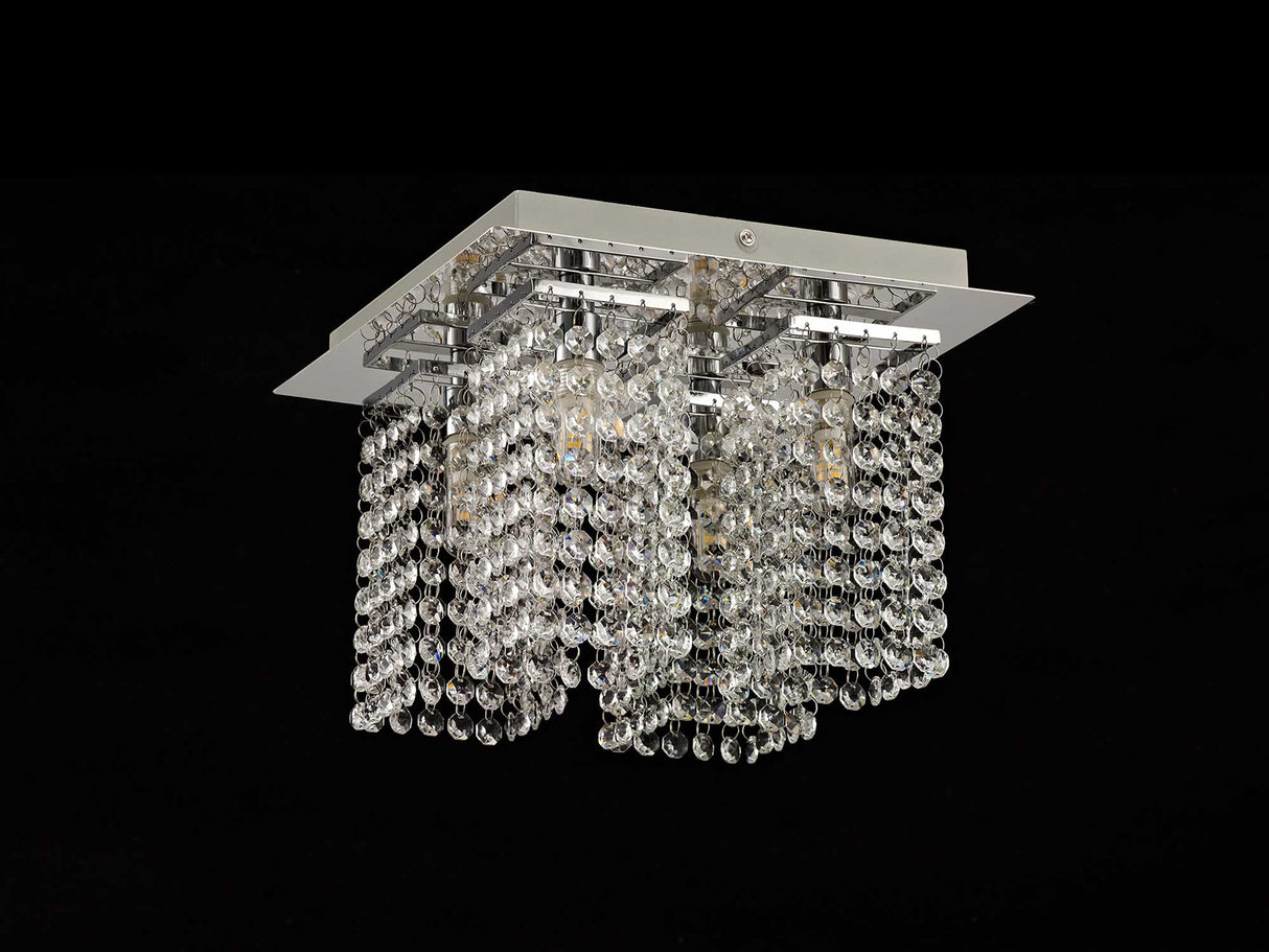 MAT4507 Matar Ceiling 4 Light in a Polished Chrome Finish and Clear Crystal, Suitable for Bathrooms