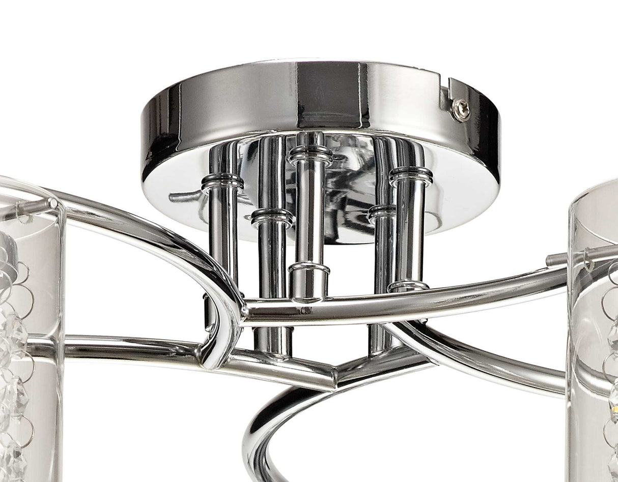 MIS5407 Misam Semi Ceiling 5 Light in a Chrome/Clear Finish and Clear Crystal