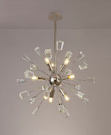 NUN2937 Nunki Pendant 9 Light in a Polished Nickel Finish and Clear Crystal