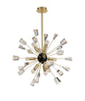 NUN3937 Nunki Pendant 9 Light in a Brushed Gold/Black Finish and Clear Crystal