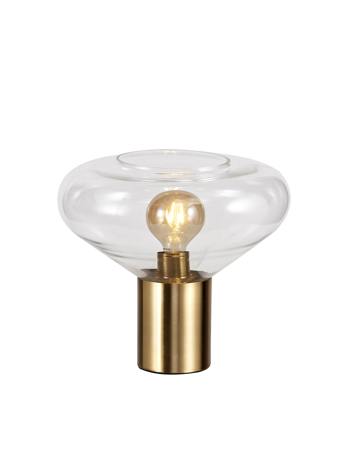OLE6318 Oleon 25cm Table Lamp 1 Light in a Ancient Brass/Clear Finish