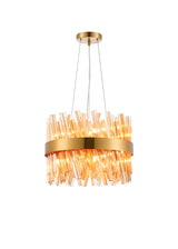ORI8949PN_AM Orion 10 Light Ceiling Pendant Polished Nickel_Amber