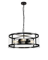 PRO8618 Propus Pendant 4 Light in a Matt Black/Clear Finish