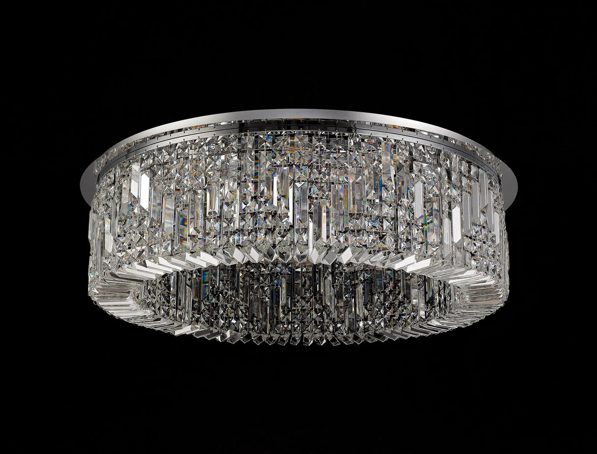 ZOS6087 Zosma Large Ceiling 12 Light (21kg) in a Polished Chrome Finish and Clear Crystal